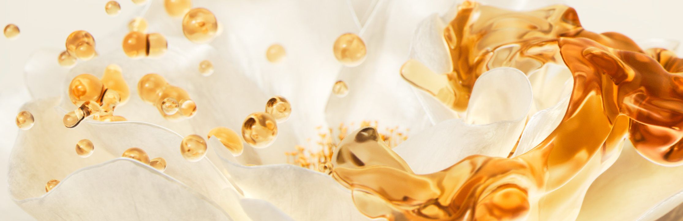 The harmony between hair oil drops and the camellia flower symbolizes the restorative,nourishing and smoothing benefits of hair oil for dull hair.